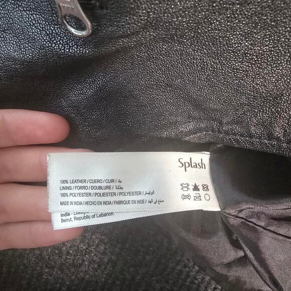 Retro/Splash 100 Percent Black leather biker jacket - Picture 5 of 5